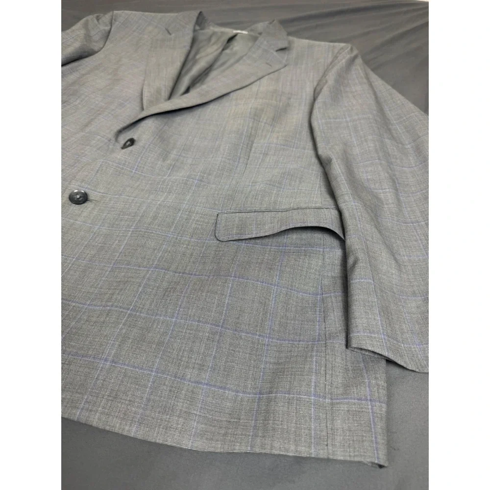 Peter Millar Grey Glen Plaid Virgin Wool Sport Coat Blazer 50R Made in Portugal